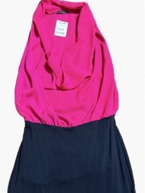 Hot Pink and Black Sleeveless Dress